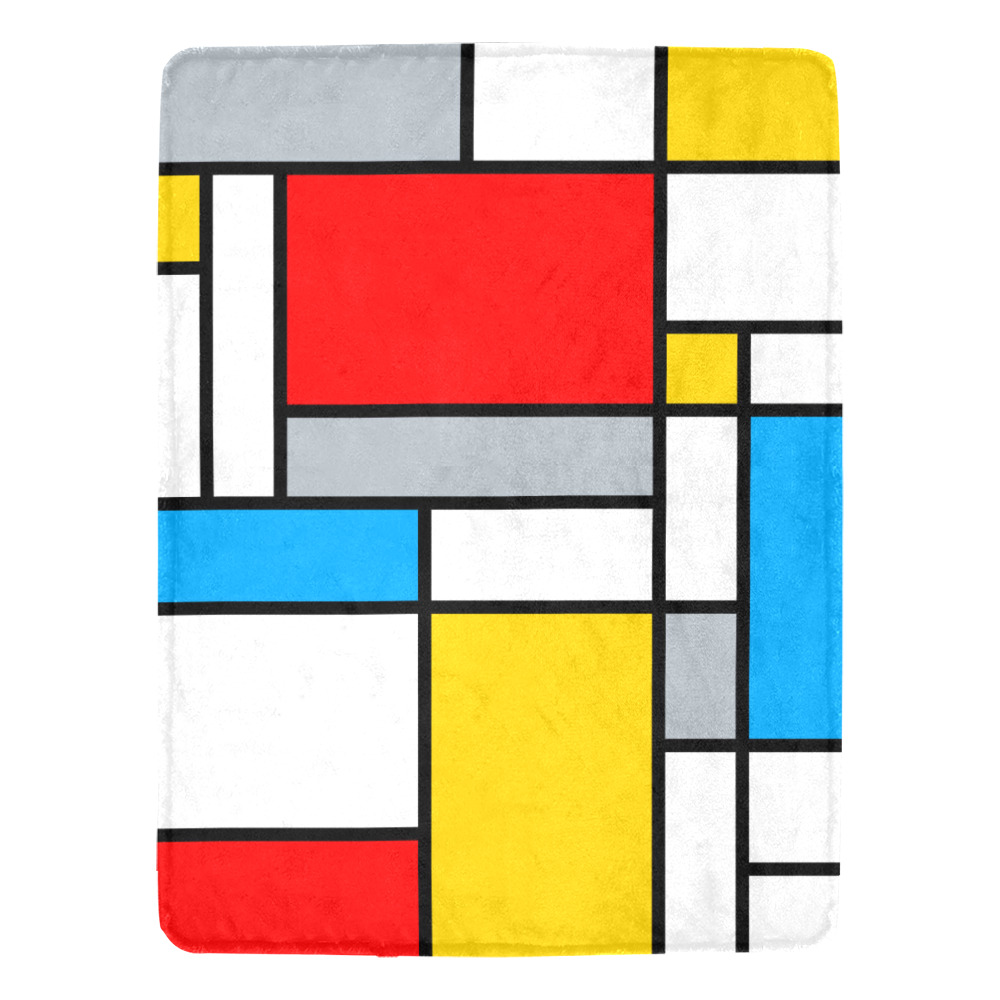 Mondrian Style Color Composition Geometric Retro Art Ultra-Soft Micro Fleece Blanket 60"x80"