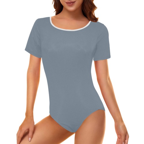color light slate grey Women's Short Sleeve Bodysuit
