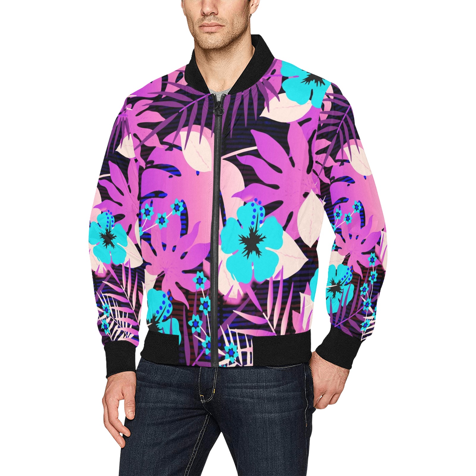 GROOVY FUNK THING FLORAL PURPLE All Over Print Bomber Jacket for Men (Model H31)