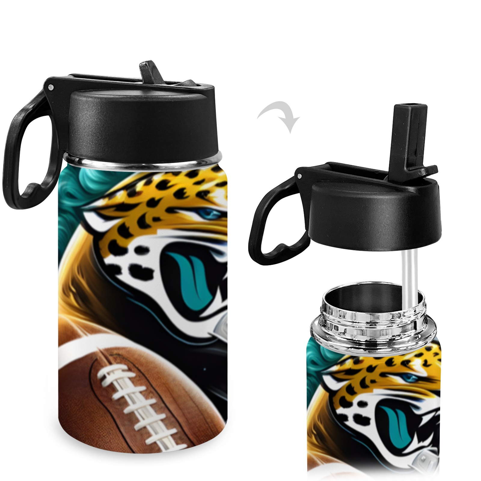 NFL Smoke Helmet cup Kids Water Bottle with Straw Lid (12 oz)