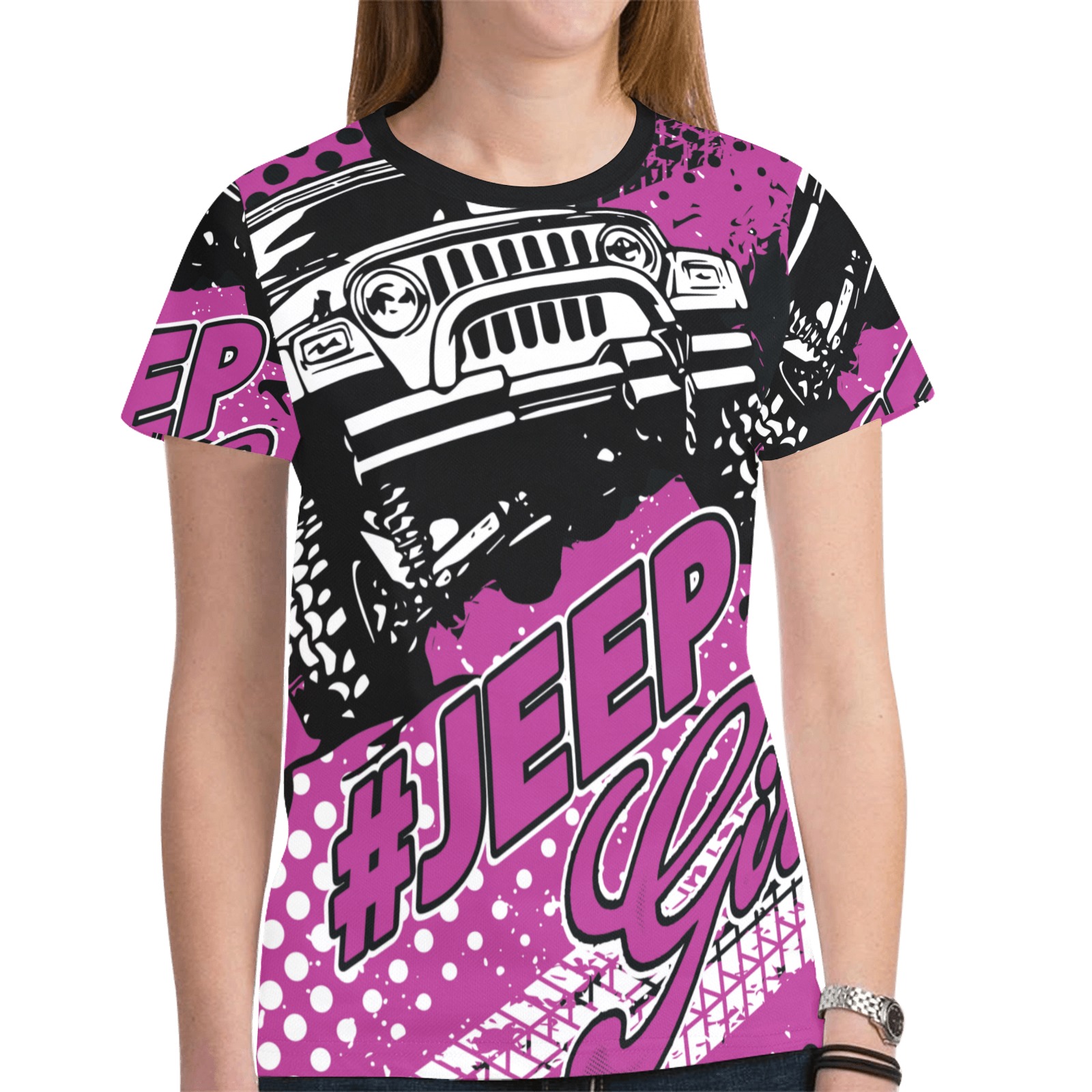Jeep Girl T-shirt- 49.99 New All Over Print T-shirt for Women (Model T45)