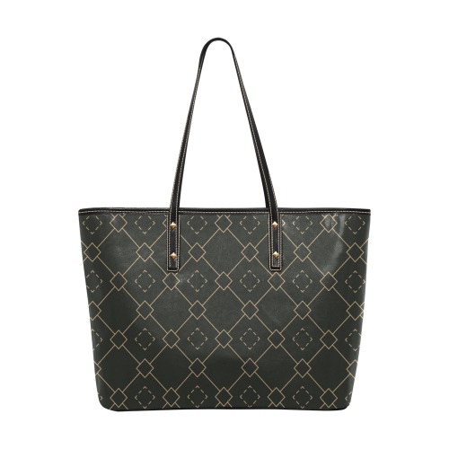 Black and Gold Geometric Pattern 3 Chic Leather Tote Bag (Model 1709)
