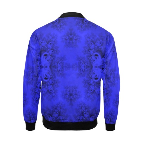Midnight Blue Gardens Frost Fractal All Over Print Bomber Jacket for Men (Model H19)
