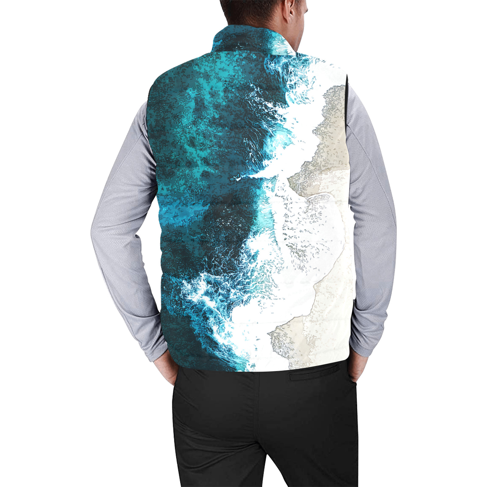 Ocean And Beach Men's Padded Vest Jacket (Model H44)
