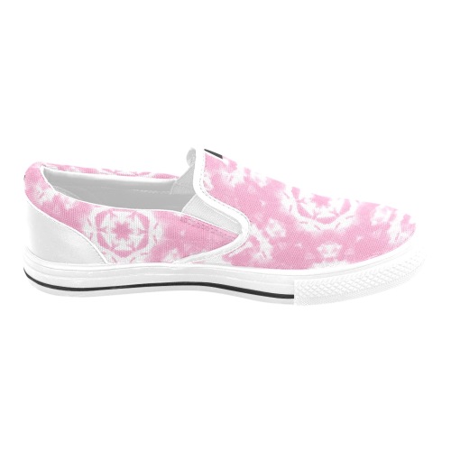 Ô Pastel Pink Cloud Tie Dye Women's Unusual Slip-on Canvas Shoes (Model 019)