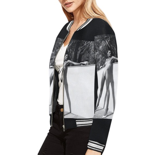Woman All Over Print Bomber Jacket for Women (Model H21)