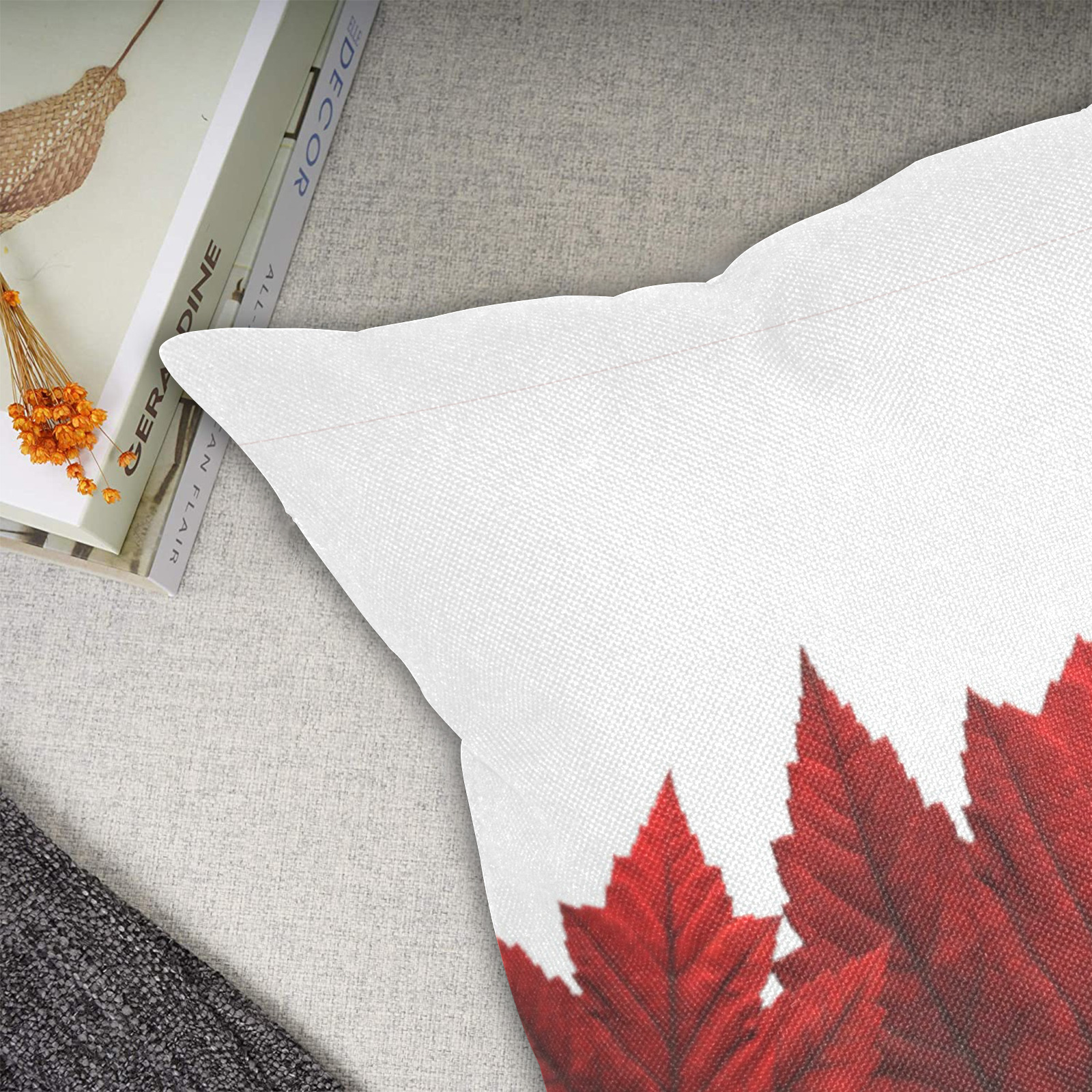 Canada Maple Leaf Linen Zippered Pillowcase 18"x18"(Two Sides)