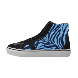 zebra 3 shades of blue Men's High Top Skateboarding Shoes (Model E001-1)