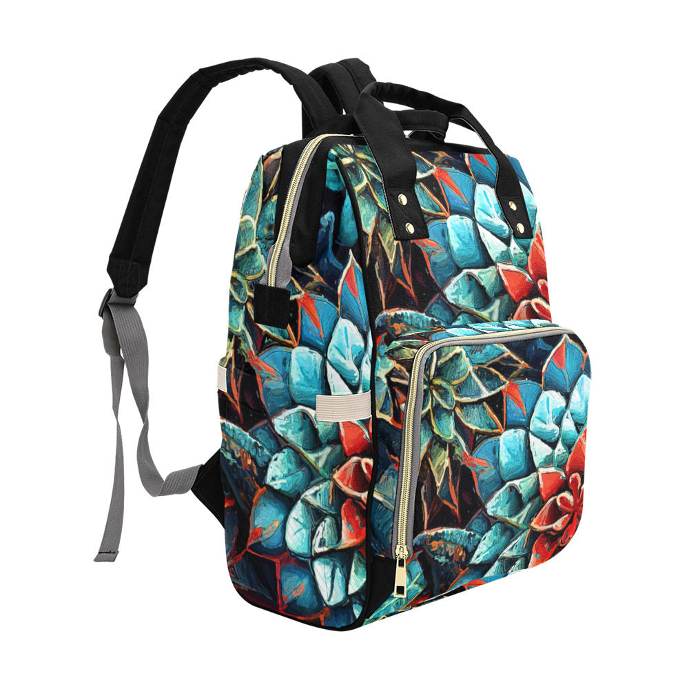 flowers botanic art (8) backpack Multi-Function Diaper Backpack/Diaper Bag (Model 1688)