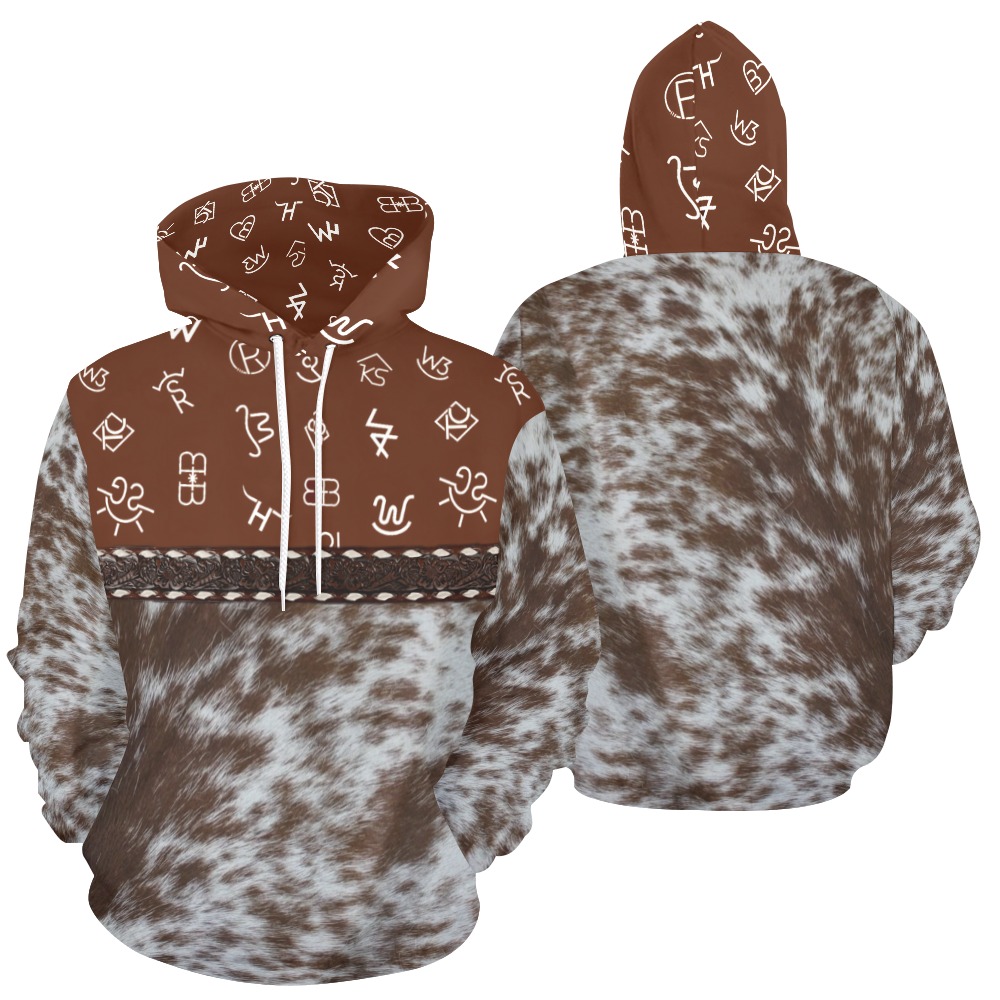 Brown Brands Cowhide All Over Print Hoodie for Men (USA Size) (Model H13)
