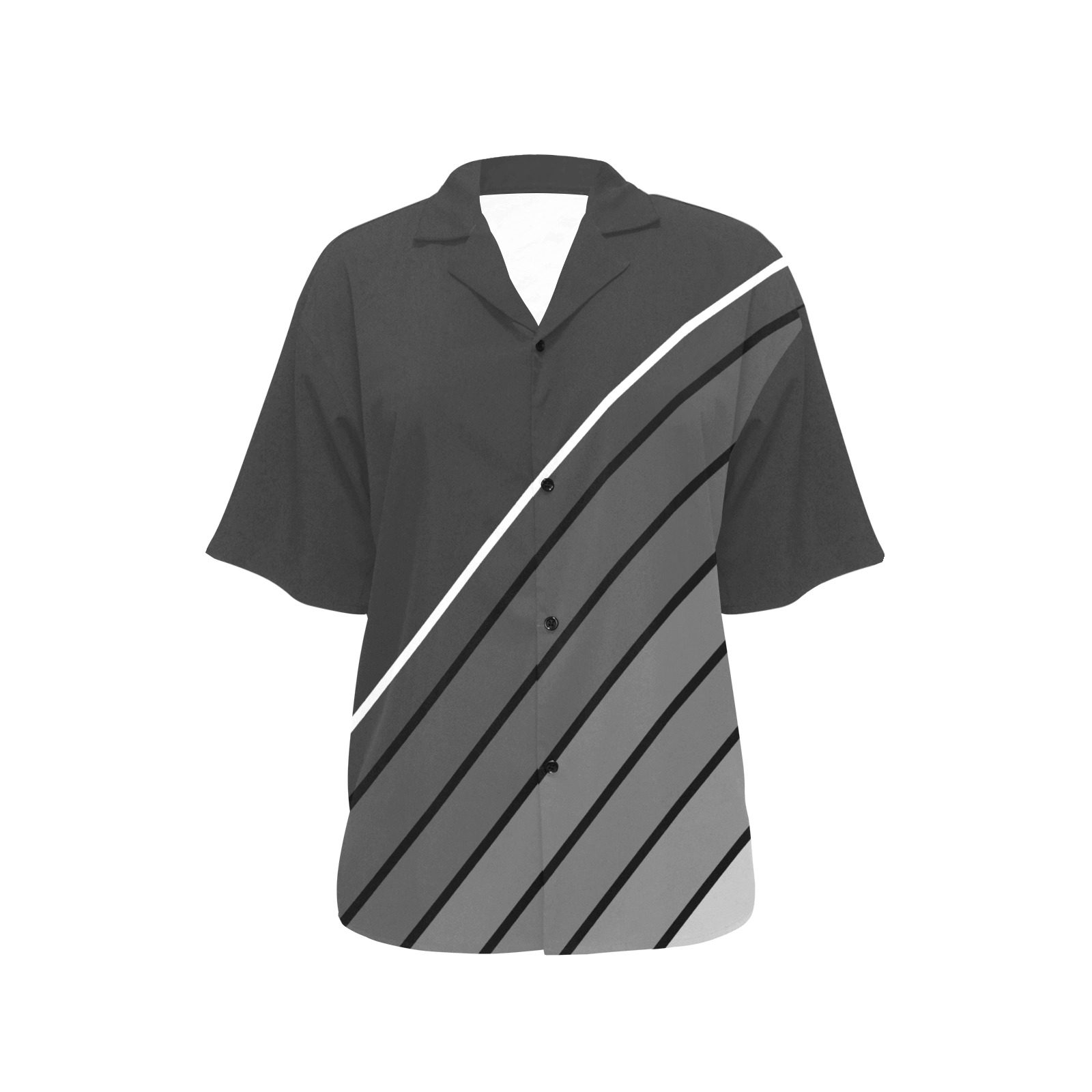 Charcoal Black White Diagonal All Over Print Hawaiian Shirt for Women (Model T58)
