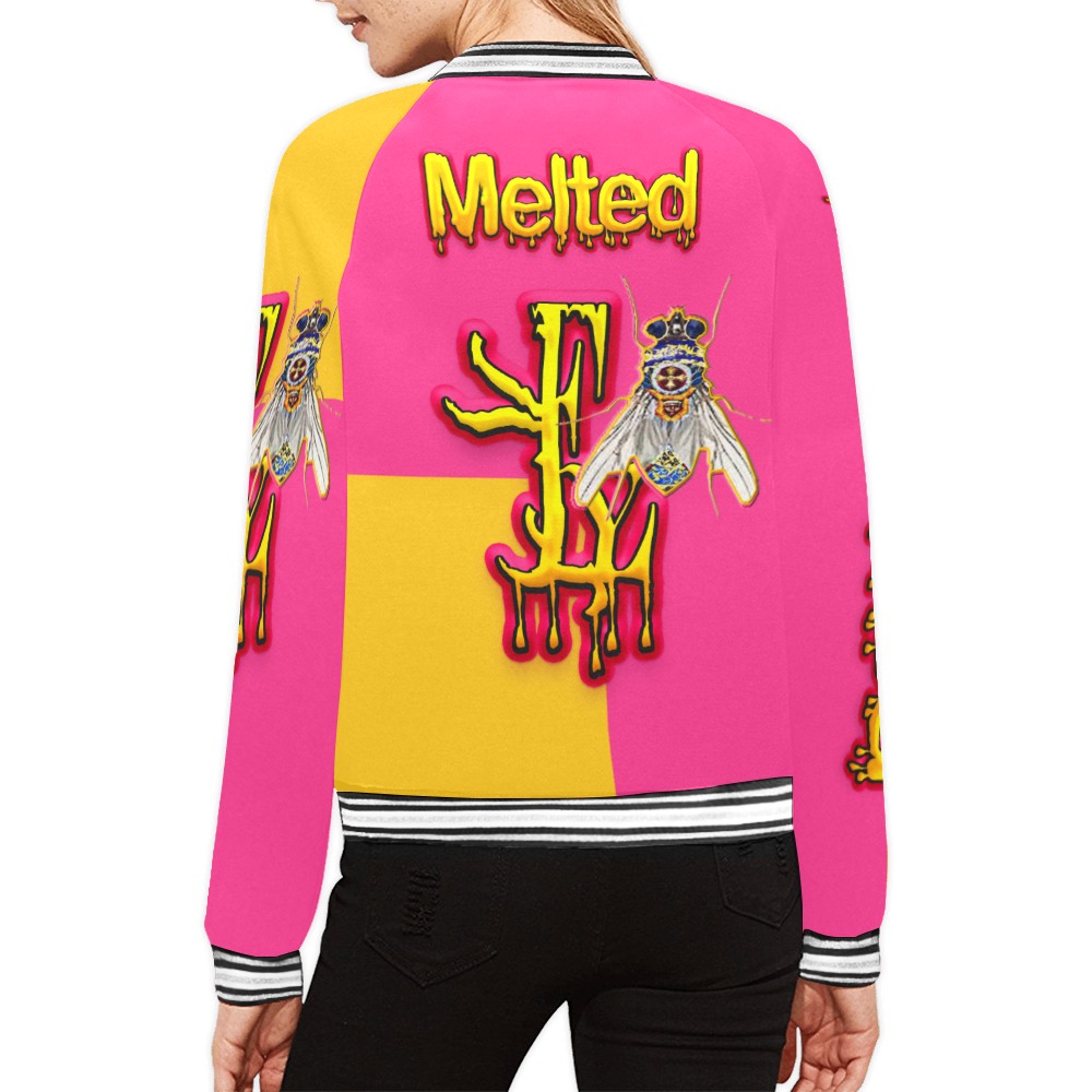 Melted Collectable Fly All Over Print Bomber Jacket for Women (Model H21)
