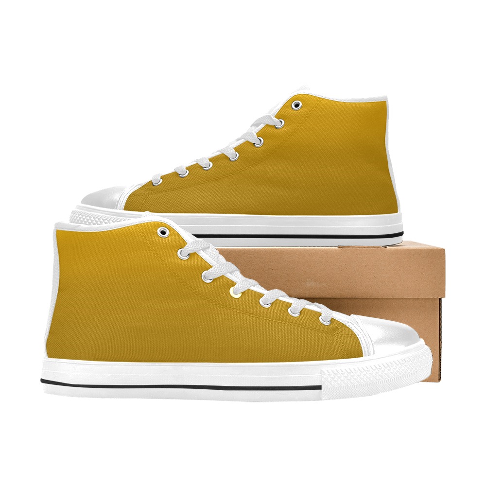 yel sp High Top Canvas Shoes for Kid (Model 017)