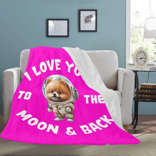 Pomeranian Love You To The Moon & Back (HP) Ultra-Soft Micro Fleece Blanket 70''x80''