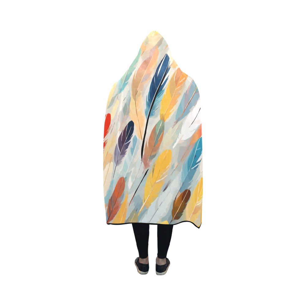 Colorful feathers in the wind abstract art. Hooded Blanket 50''x40''