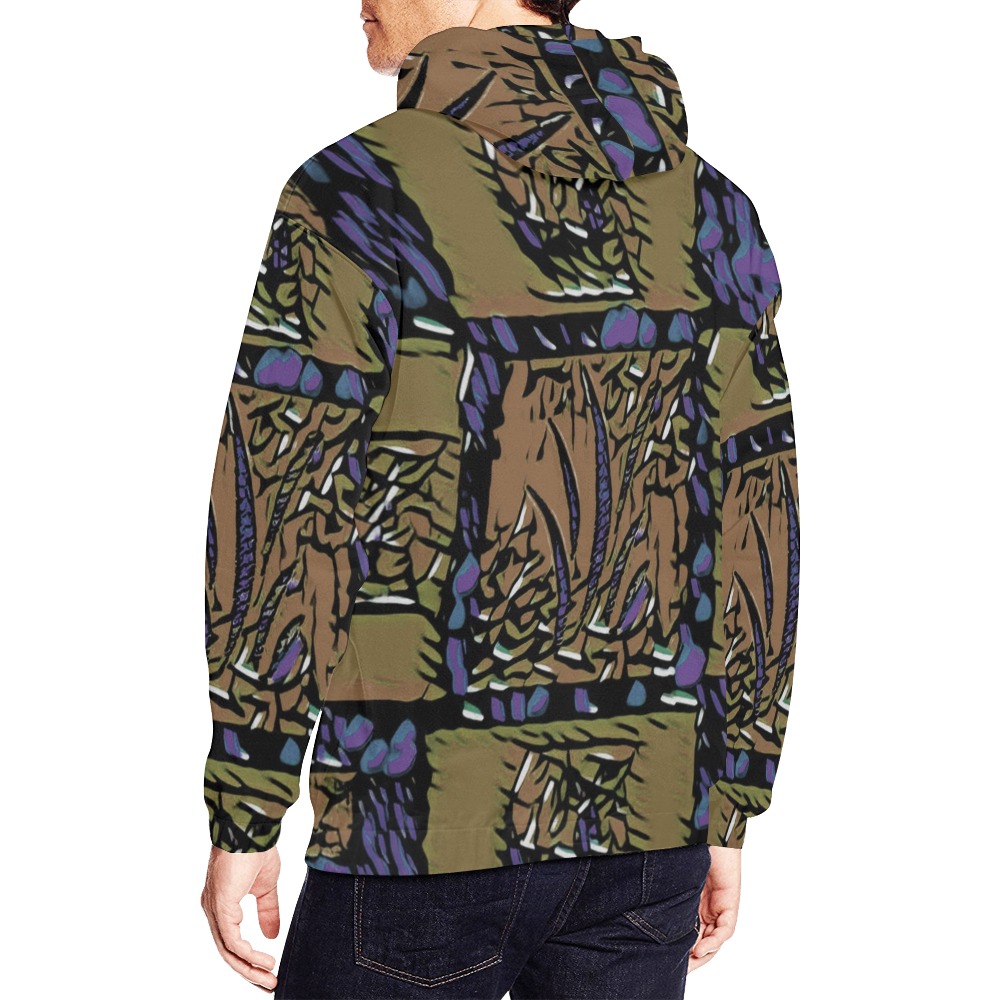 Graffiti Patch Beige All Over Print Hoodie for Men (USA Size) (Model H13)