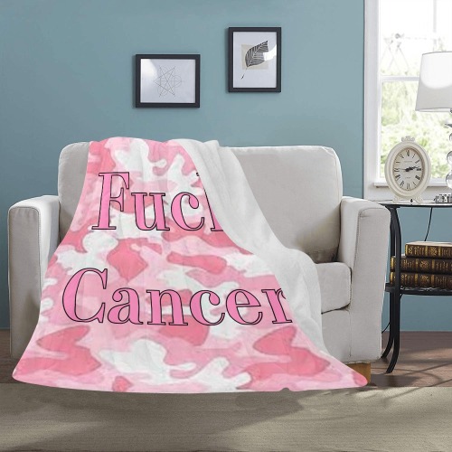 cancer pink camo fuck cancer Ultra-Soft Micro Fleece Blanket 50"x60"