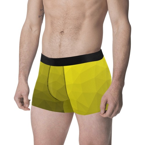 Yellow gradient geometric mesh pattern Men's Classic Boxer Briefs (Model L34)