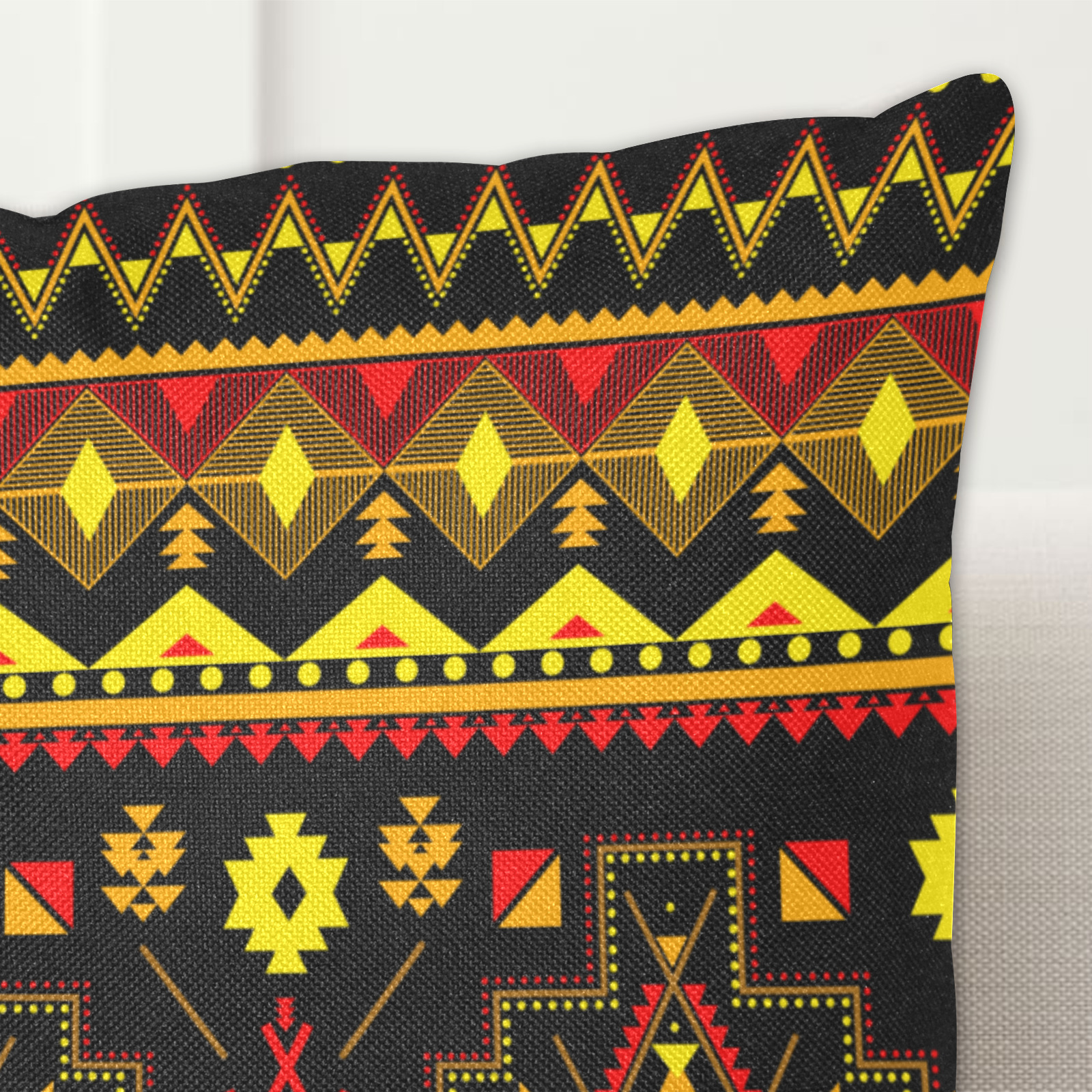 Aboriine Ethnic Pattern Linen Zippered Pillowcase 18"x18"(Two Sides)