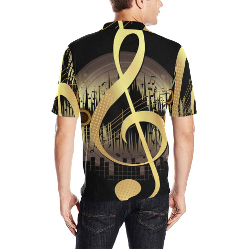Delightful Tune - Gold Men's All Over Print Polo Shirt (Model T55)