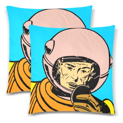 astronaut Custom Zippered Pillow Cases 18"x 18" (Twin Sides) (Set of 2)