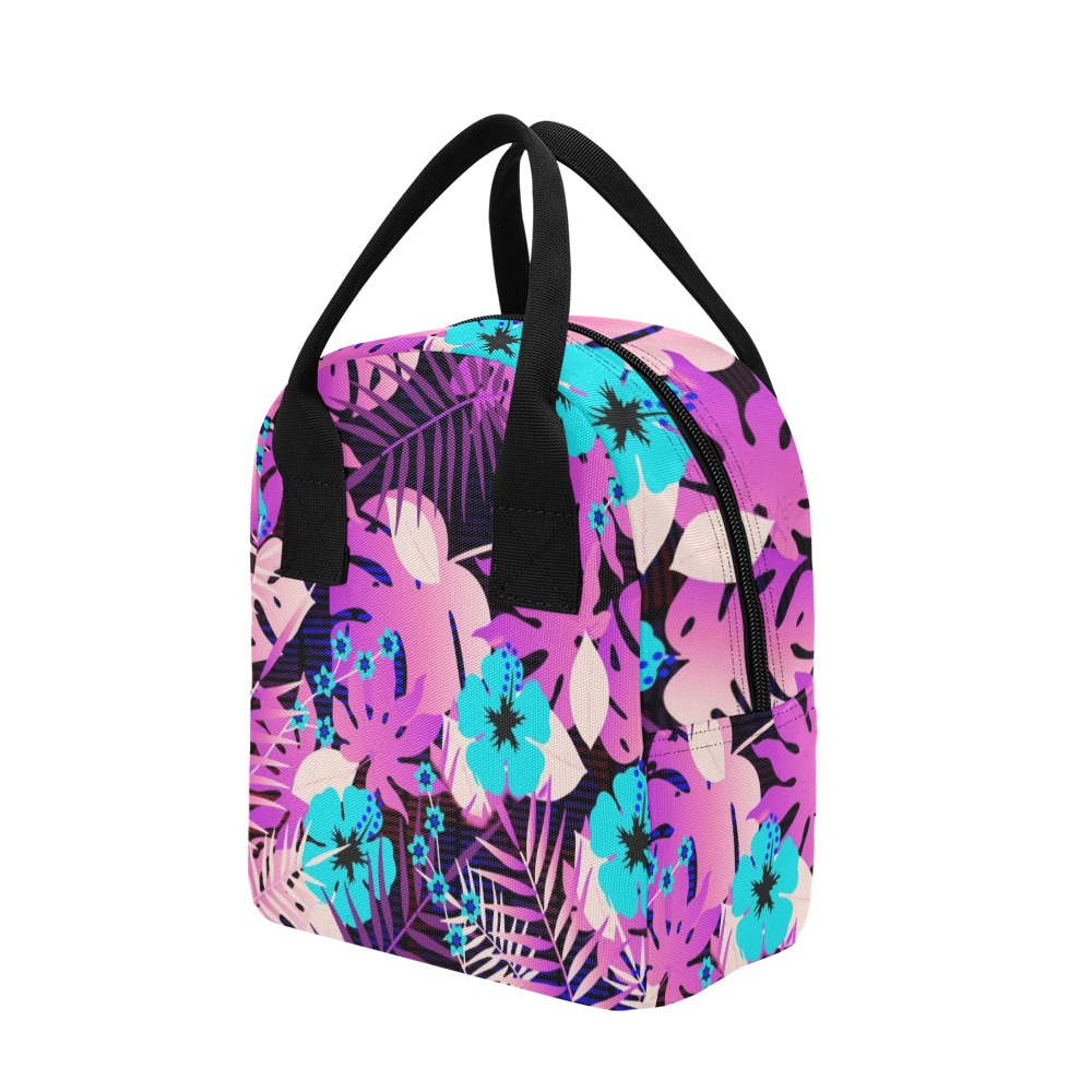 GROOVY FUNK THING FLORAL PURPLE Zipper Lunch Bag (Model 1689)
