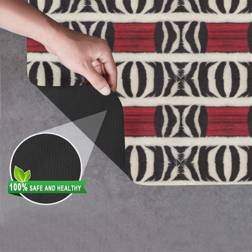 repeating pattern black and white zebra print with red Doormat 24"x16" (Black Base)
