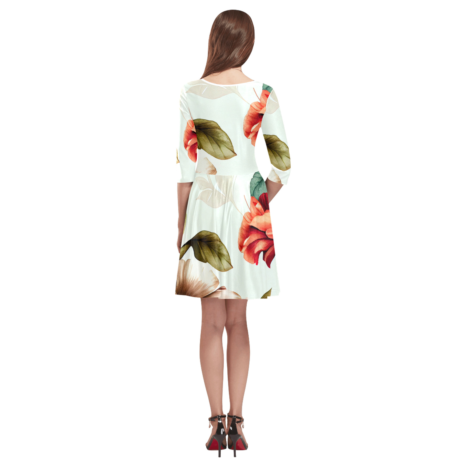 flowers botanic art (4) dress fashion Tethys Half-Sleeve Skater Dress(Model D20)
