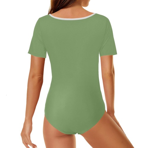 color asparagus Women's Short Sleeve Bodysuit