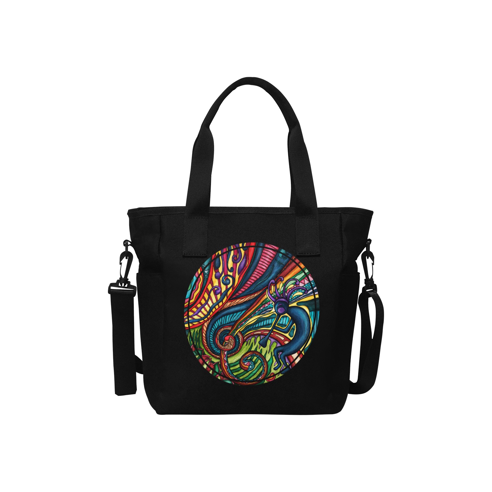 Kokopelli Insulated Tote Bag with Shoulder Strap (Model 1724)