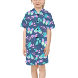 Butterflies, Leaves, Dragonflies Little Girls' V-Neck Short Pajama Set