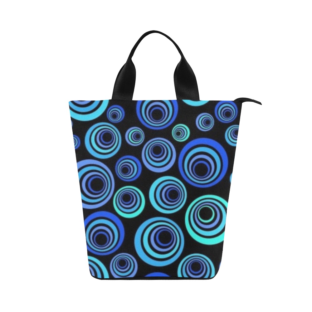 Retro Psychedelic Pretty Blue Pattern Nylon Lunch Tote Bag (Model 1670)