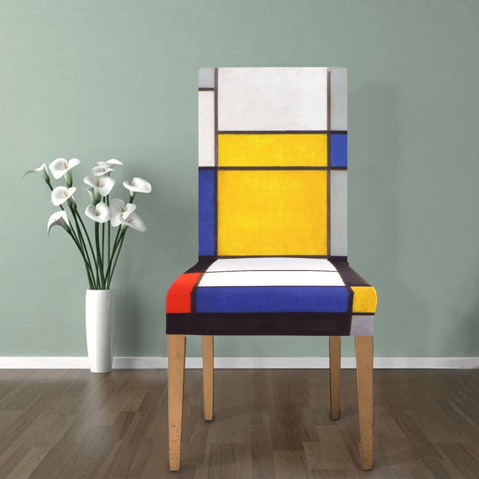 Composition A by Piet Mondrian Chair Cover (Pack of 4)