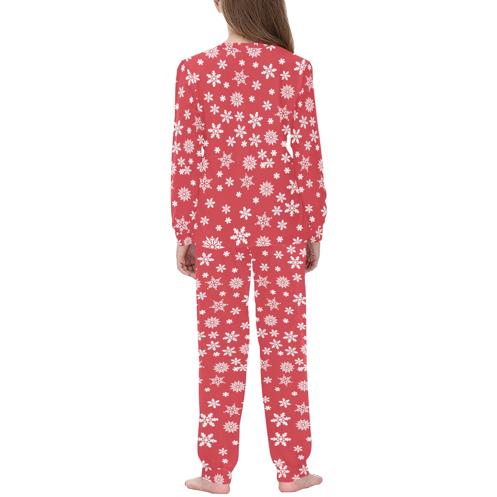 Christmas  White Snowflakes on Red Kids' All Over Print Pajama Set