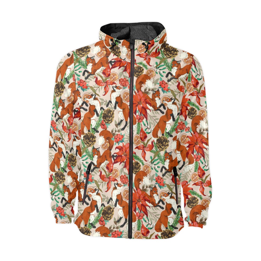 Christmas foxes-WAF Unisex All Over Print Windbreaker (Model H23)