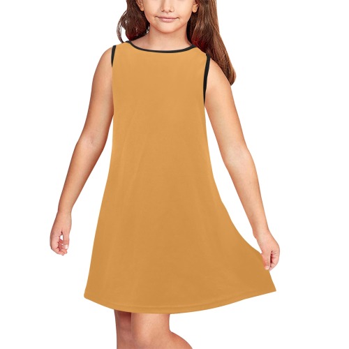 color butterscotch Girls' Sleeveless Dress (Model D58)