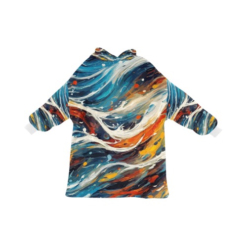 Abstract art of colorful ocean waves. Blanket Hoodie for Men