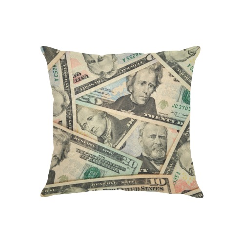 US PAPER CURRENCY Linen Zippered Pillowcase 18"x18"(Two Sides)
