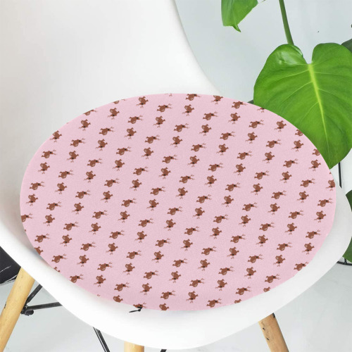 kawaii cute deer pink Round Seat Cushion