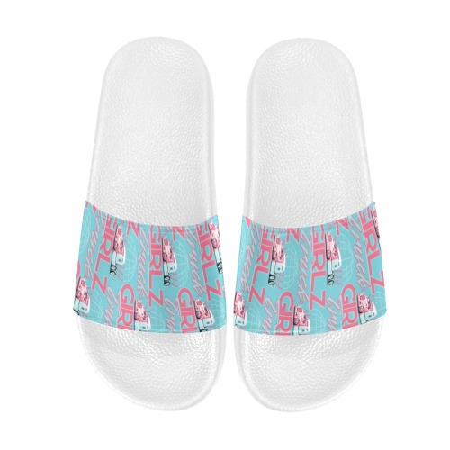 Trucker Teal Pattern Slides