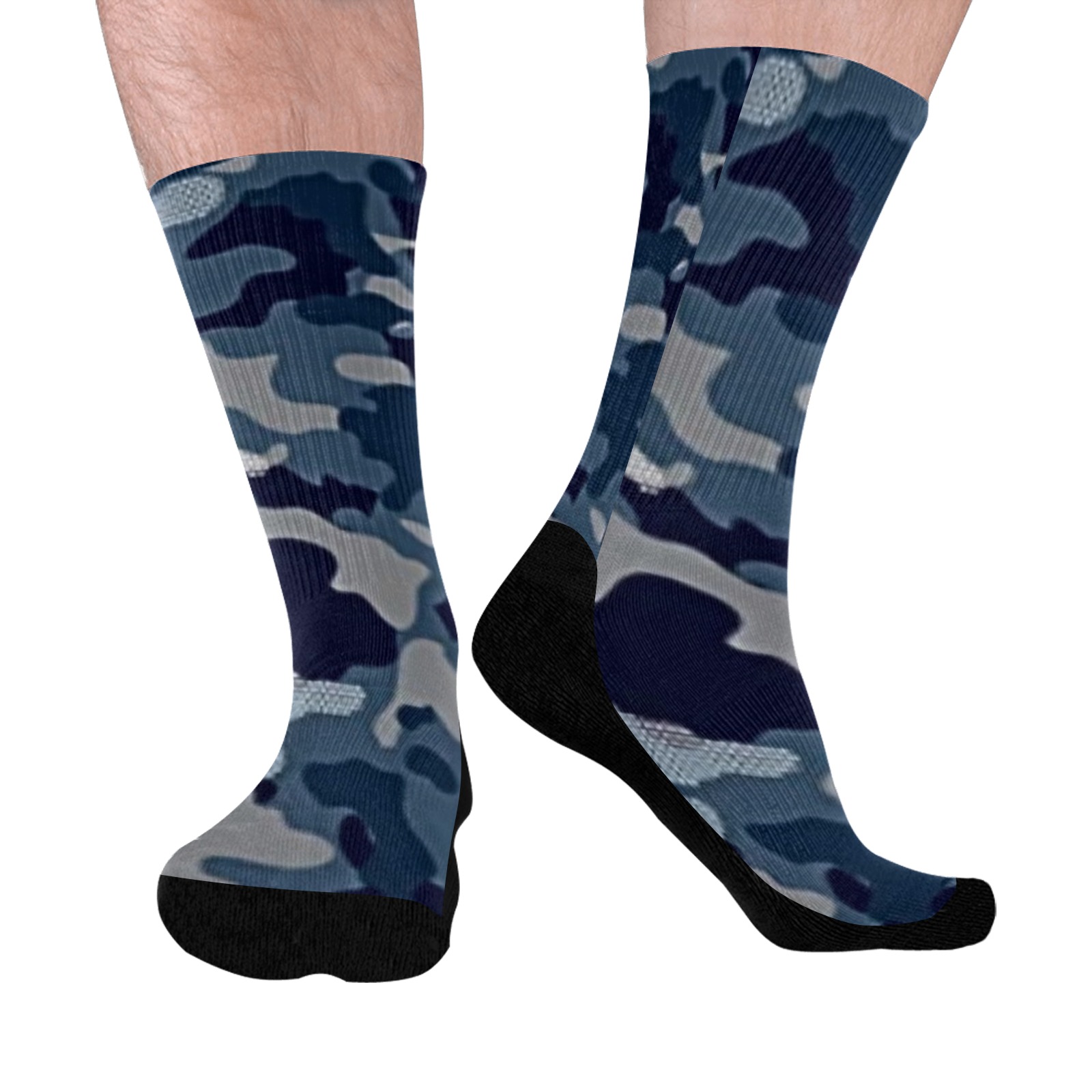 Navy Camo Mid-Calf Socks (Black Sole)