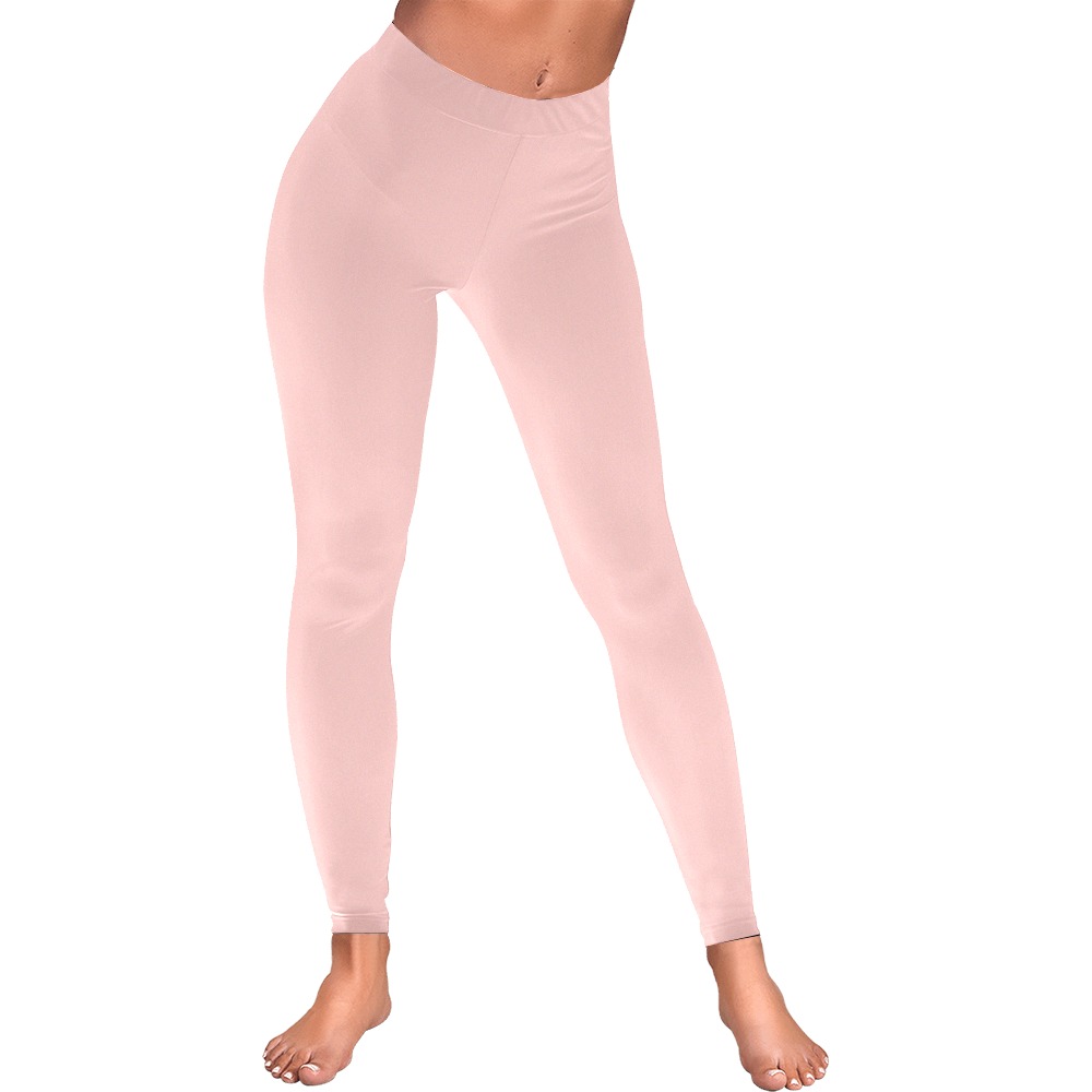 Gossamer Pink Women's Low Rise Leggings (Invisible Stitch) (Model L05)