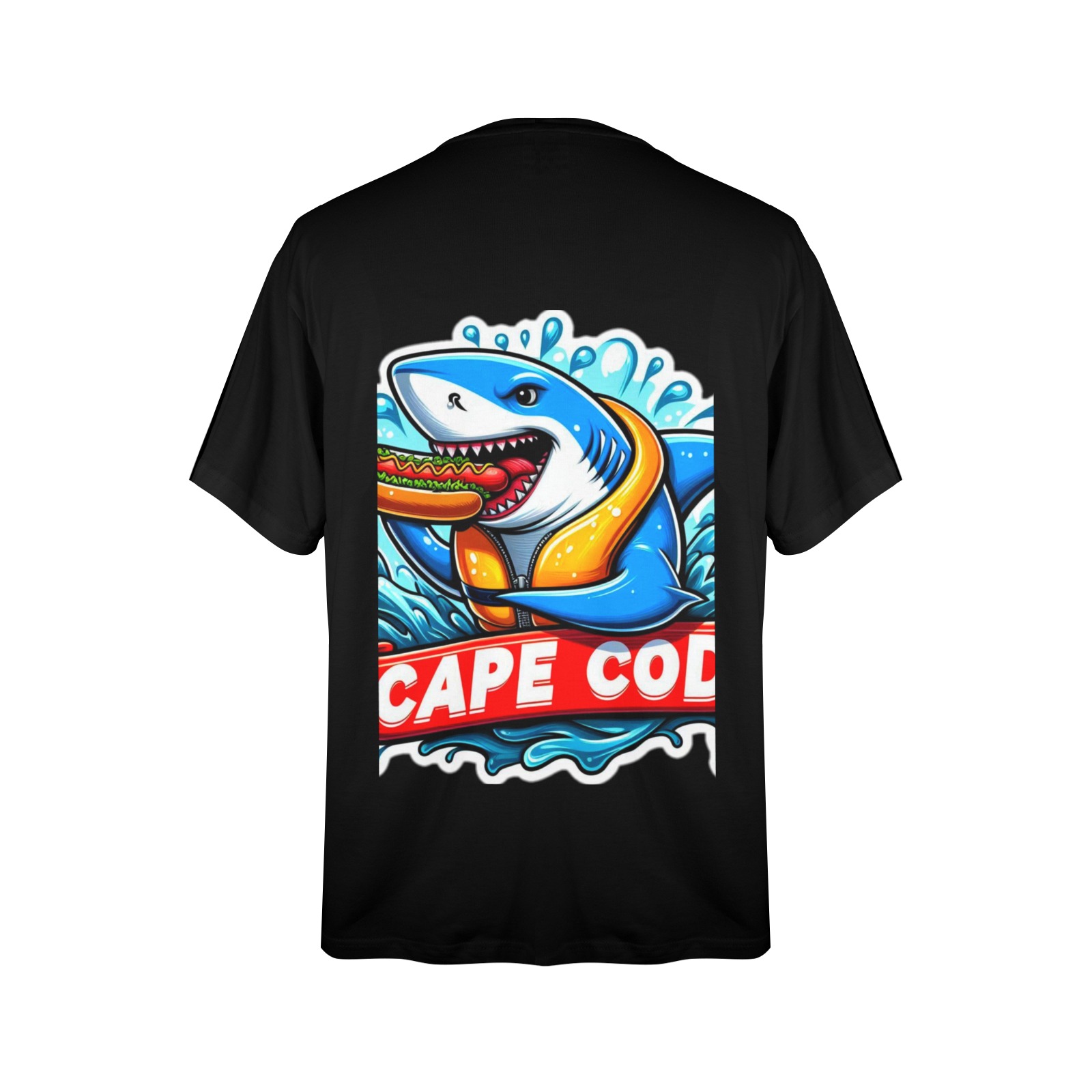CAPE COD-GREAT WHITE EATING HOT DOG 3 Men's Glow in the Dark T-shirt (Two Sides Printing)