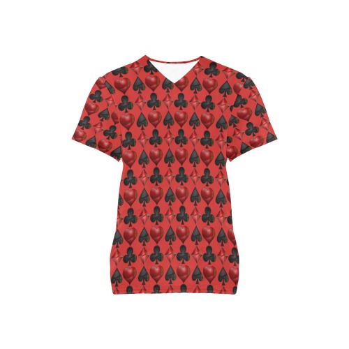 Black Red Playing Card Shapes Red All Over Print Scrub Top