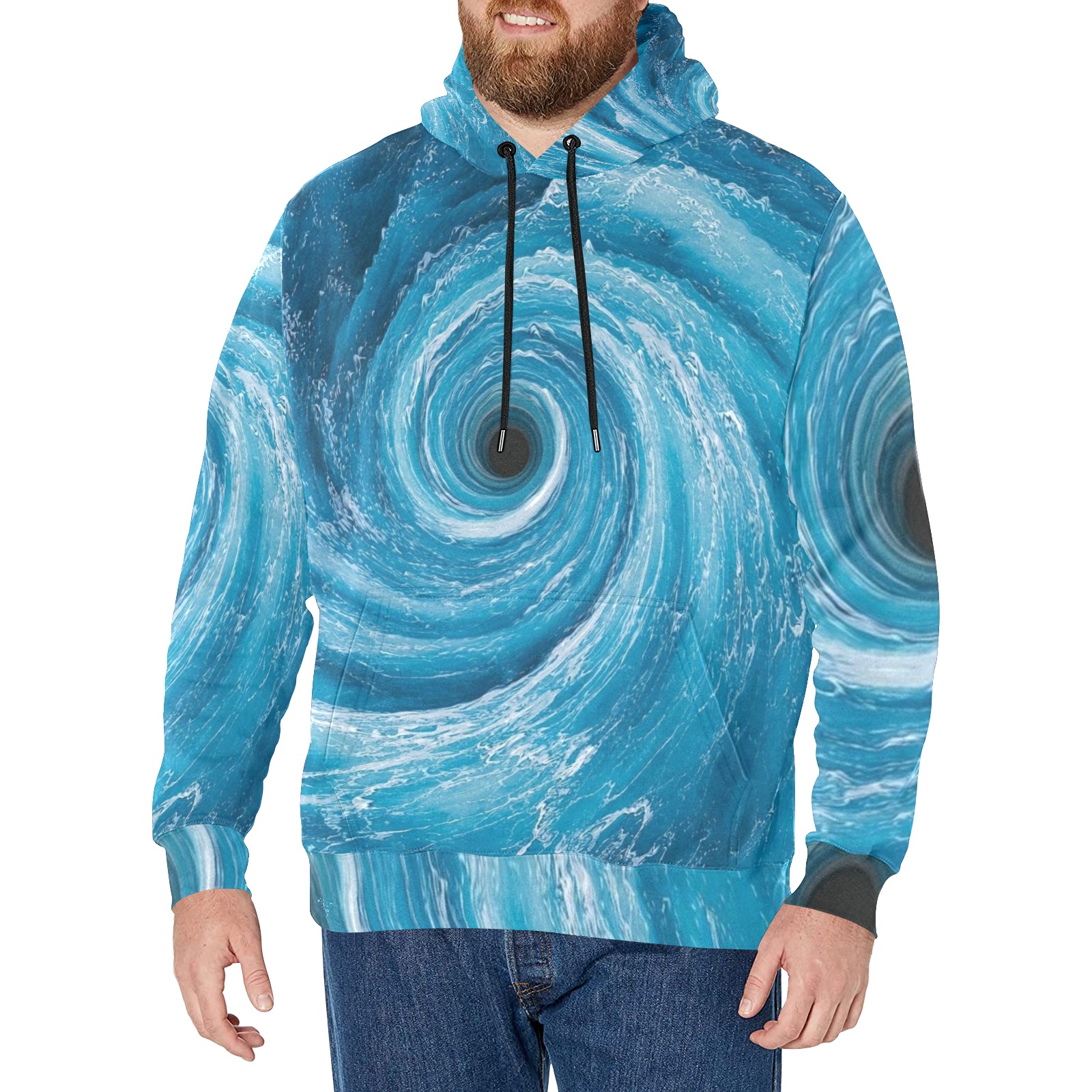 Swirl sea Men's Long Sleeve Fleece Hoodie (Model H55)