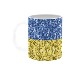 Blue yellow Ukraine flag glitter faux sparkles White Mug(11OZ)