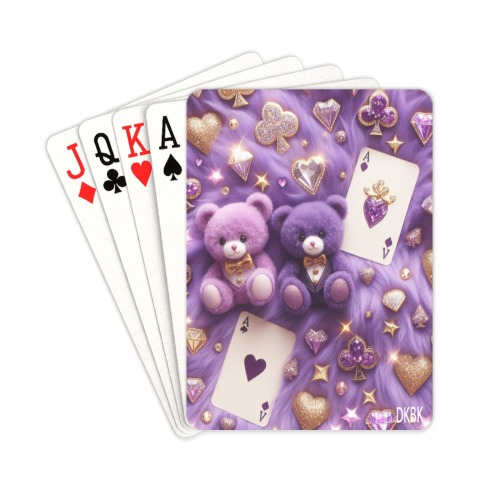 Purple Bears Playing Cards