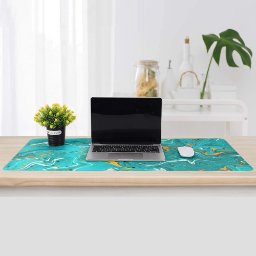 Teal marble Gaming Mousepad (35"x16")