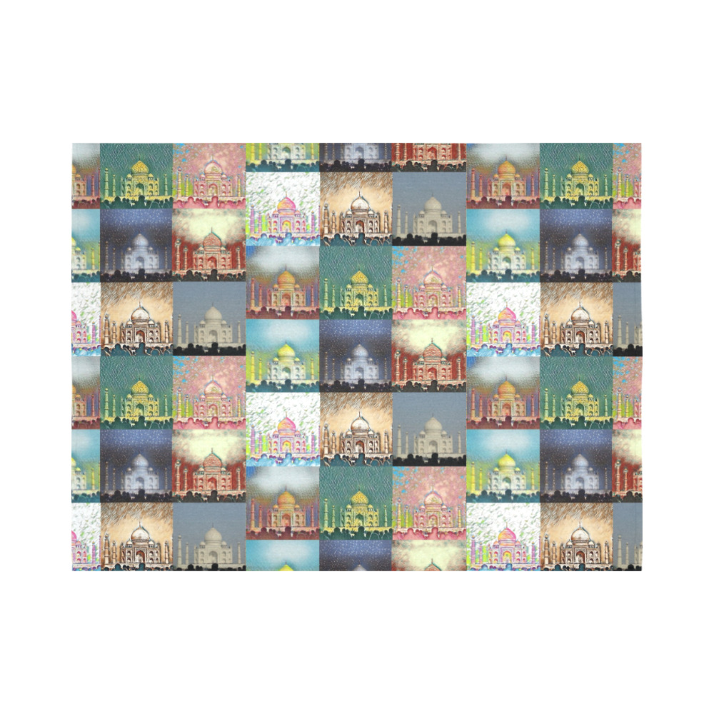 Taj Mahal, Agra, India Collage Cotton Linen Wall Tapestry 80"x 60"