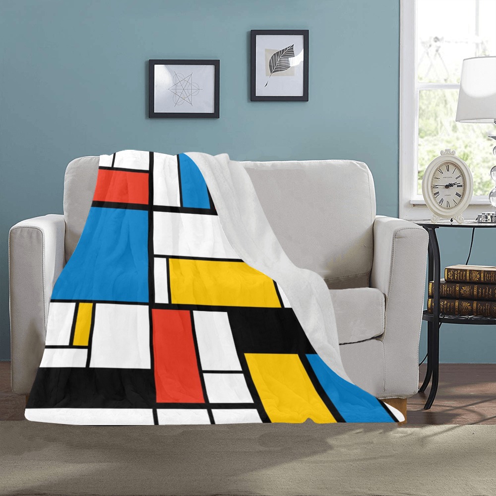 Mondrian De Stijl Modern Ultra-Soft Micro Fleece Blanket 40"x50"